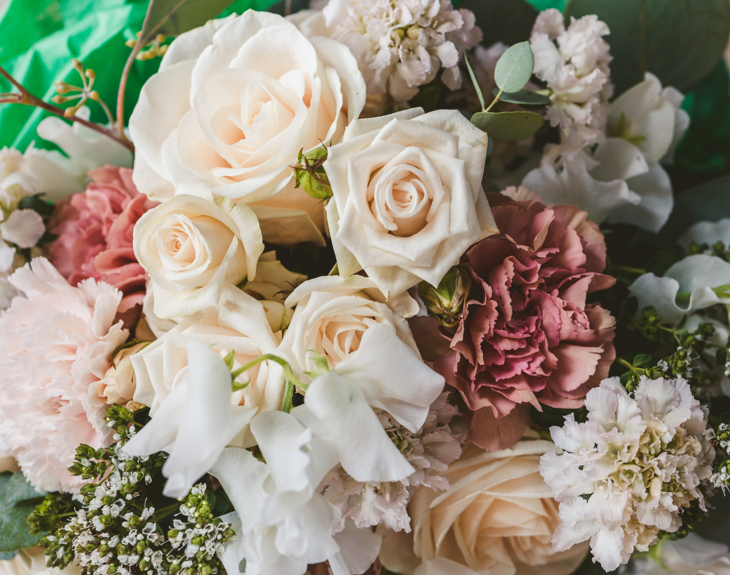 Bouquet romantico rosa, cipria e bianco